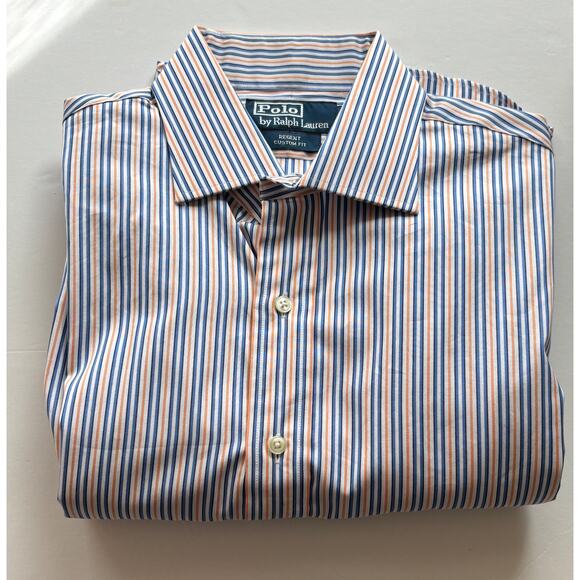 Polo Ralph Lauren Mens Regent Custom Fit Long Sleeve Striped Shirt Sz 16 34/35 - Picture 9 of 9